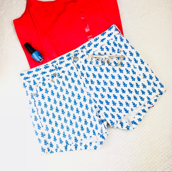 J. Crew Pants - J.Crew stretch denim print summer shorts Sz 2 EUC